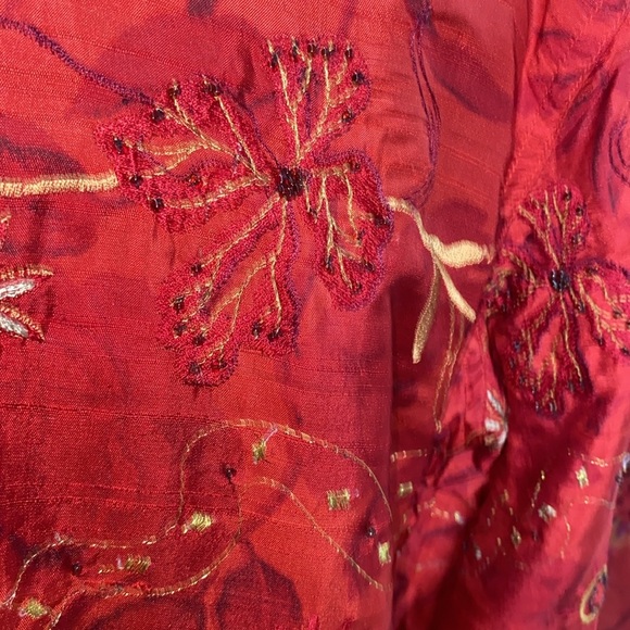 VNTG 100% SILK APPLIQUÉ EMBROIDERED LIGHTWEIGHT JACKET GOLD STITCHING HAND MADE - Picture 8 of 16
